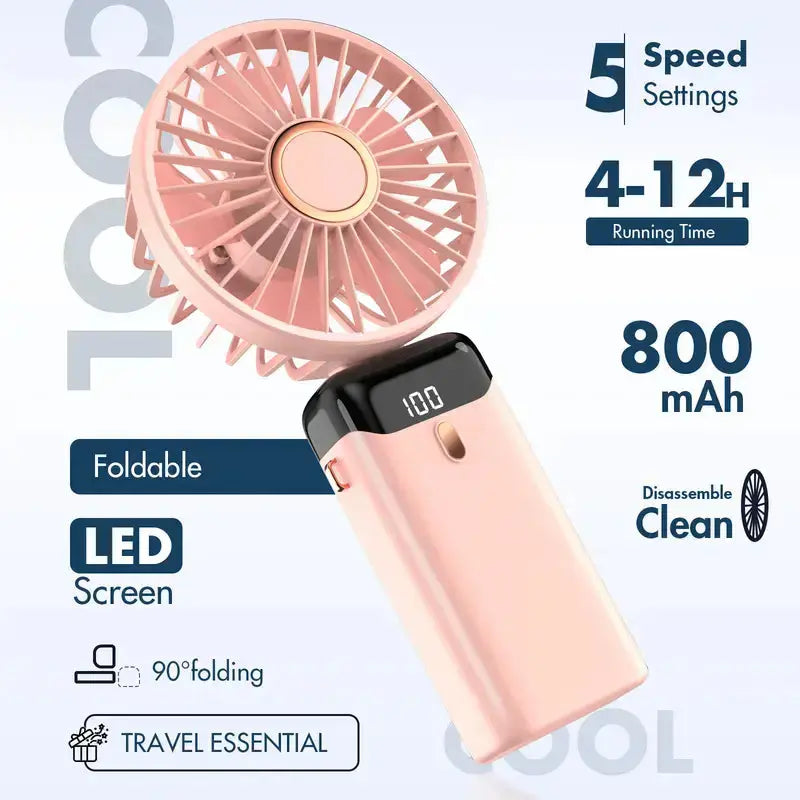3IN 1 Hand Fan & 4000mAh Portable Fan,Mini, FoldableUSB Rechargeable, Ideal for Travel & Outdoor and Summer American Barn Furniture