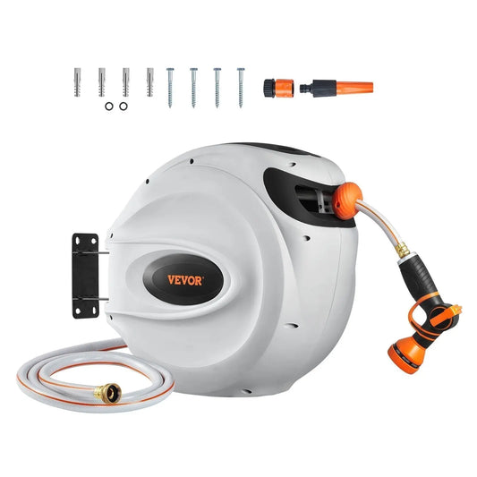 130ft Retractable Garden Hose Reel with 180° Swivel Wall Mount, 5/8" Hose DURINDA EDSON