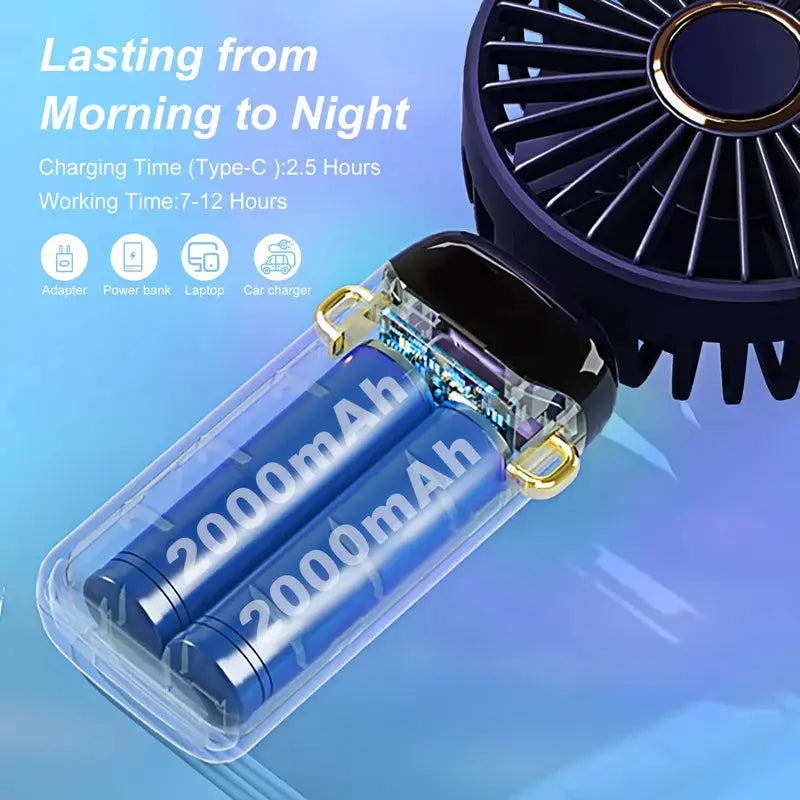 3IN 1 Hand Fan & 4000mAh Portable Fan,Mini, FoldableUSB Rechargeable, Ideal for Travel & Outdoor and Summer American Barn Furniture