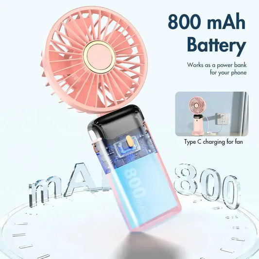 3IN 1 Hand Fan & 4000mAh Portable Fan,Mini, FoldableUSB Rechargeable, Ideal for Travel & Outdoor and Summer American Barn Furniture