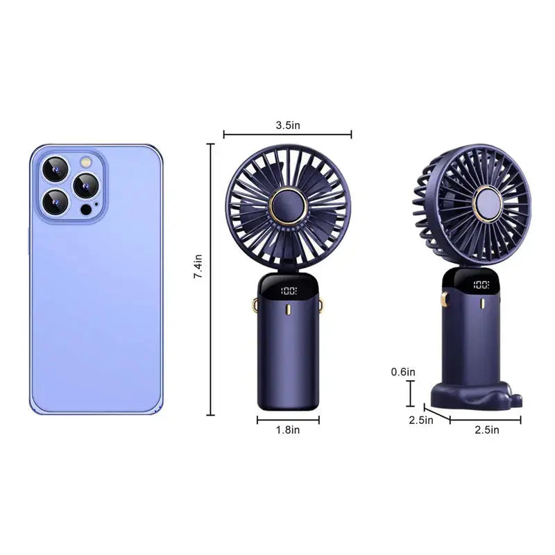 3IN 1 Hand Fan & 4000mAh Portable Fan,Mini, FoldableUSB Rechargeable, Ideal for Travel & Outdoor and Summer American Barn Furniture